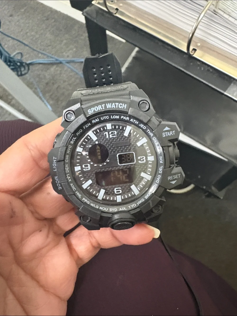 Black Sport Watch - Dual Display Fitness Watch